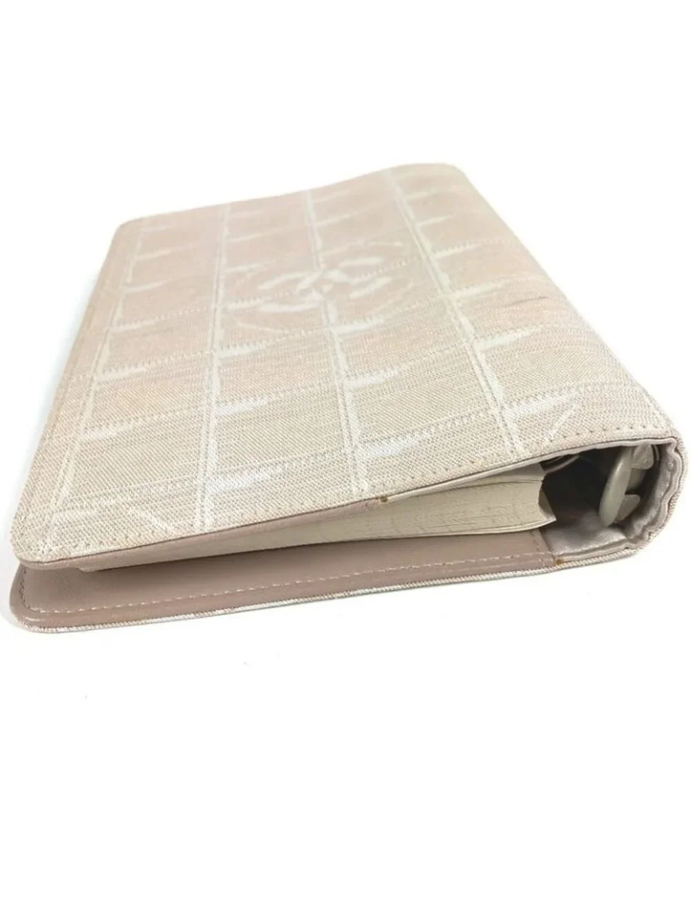 Chanel Notebook Cover Logo Nylon Canvas Beige